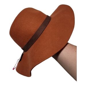 NWT Neff Wool Rust Colored Wide Brim Floppy Fedora Hat